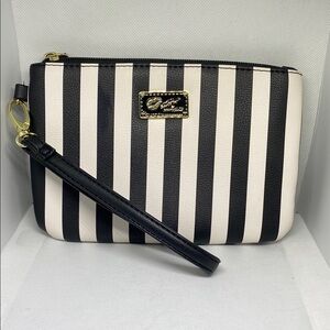 Betsey Johnson Striped Black and White Wristlet